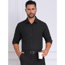 INSPIRE CHIC Men's Solid Color Button Down Long Sleeves Stretch Business Dress Shirt -Fashion Clothing Store GUEST b24adc23 798e 48bf a4da 79b224b8efb6