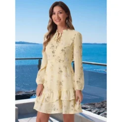 INSPIRE CHIC Women's Summer Floral Layered Tie V-Neck Semi-Sheer Long Sleeve Mini Dress 7 INSPIRE CHIC Women's Summer Floral Layered Tie V-Neck Semi-Sheer Long Sleeve Mini Dress -Fashion Clothing Store GUEST b2ee1180 1824 4045 8e88 d245f74f90a8