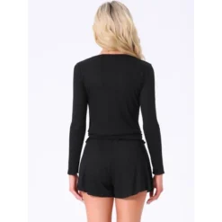 INSPIRE CHIC Women's Long Sleeve Button Shirts With Shorts 2 Pcs Pajamas Set -Fashion Clothing Store GUEST b39ccabb 97ff 4a91 9cc6 540668d8f40d