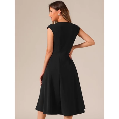INSPIRE CHIC Women's Sleeveless Elegant Cinched Waist Work Office A Line Dress 2 INSPIRE CHIC Women's Sleeveless Elegant Cinched Waist Work Office A Line Dress - Image 2