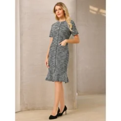 INSPIRE CHIC Women's Short Sleeve Elegant Work Fishtail Tweed Bodycon Mermaid Dress 5 INSPIRE CHIC Women's Short Sleeve Elegant Work Fishtail Tweed Bodycon Mermaid Dress -Fashion Clothing Store GUEST bbd89fb5 00ca 4de6 a6a3 f69c36723e02