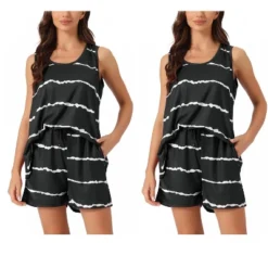 INSPIRE CHIC Women's 4 Pcs Striped Crew-Neck Sleeveless Tank & Shorts Pajama Sleepwear Set -Fashion Clothing Store GUEST c0f1968e a935 48ed 98c6 55428096c53b
