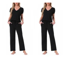INSPIRE CHIC Women's 2 Pcs Short-Sleeve V-neck Tee & Drawstring Pants Pajama Sets With Pockets 11 INSPIRE CHIC Women's 2 Pcs Short-Sleeve V-neck Tee & Drawstring Pants Pajama Sets With Pockets -Fashion Clothing Store GUEST c34949dd 5179 4a5b 8b89 5e4d5f496ce2