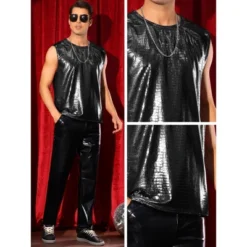 INSPIRE CHIC Men's Disco Shiny Sleeveless Crocodile Pattern Tank Top -Fashion Clothing Store GUEST c5d201c4 c729 45a8 8782 828e8952cd76