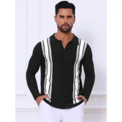 INSPIRE CHIC Men's Long Sleeves Button Down Printing Knitted Polo Shirts -Fashion Clothing Store GUEST c64d7bd5 2c95 45d5 88f4 cc64fcaba012