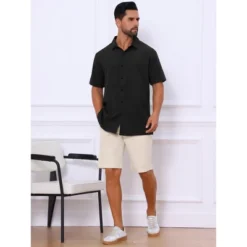 INSPIRE CHIC Men's Point Collar Short Sleeve Button Down Summer Linen Shirt -Fashion Clothing Store GUEST c952c169 4498 4473 a0a2 9470dfa9911c