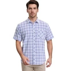 INSPIRE CHIC Men's Classic Short Sleeved Button Down Plaid Shirts