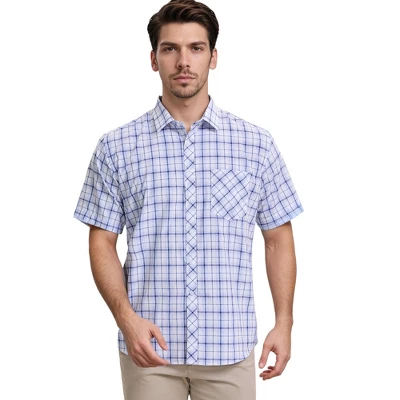 INSPIRE CHIC Men's Classic Short Sleeved Button Down Plaid Shirts 1 INSPIRE CHIC Men's Classic Short Sleeved Button Down Plaid Shirts