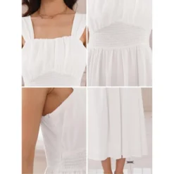 INSPIRE CHIC Women's Wedding Guest Ruched Waist Sleeveless Smocked Maxi Dress -Fashion Clothing Store GUEST cbb8a87c ad6b 4d90 a786 bdfd73ffaf84