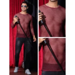 INSPIRE CHIC Men's Long Sleeves Party See Through Sheer T-Shirt -Fashion Clothing Store GUEST cc12cc48 1e74 4c0b b4be f7b0e73c9827