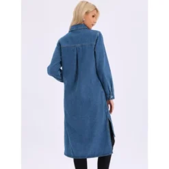 INSPIRE CHIC Women's Denim Button Down Curved Hem Fall Long Sleeve Midi Jean Shirt Dress -Fashion Clothing Store GUEST d0159ea7 8557 4c2b 8c9f a38ccfa4a754