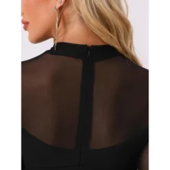 INSPIRE CHIC Women's Mesh Mock Neck Long Sleeve Ruch Elegant Cocktail Bodycon Dress -Fashion Clothing Store GUEST d3c533d6 2e48 4b85 b22f 96f73061c436