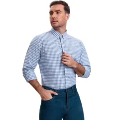 INSPIRE CHIC Men's Long Sleeved Button Down Checked Dress Shirts -Fashion Clothing Store GUEST d69d61a8 ede6 4fae b8ef bcbddcf865e8