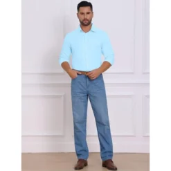 INSPIRE CHIC Men's Button Down Long Sleeve Business Pattern Dress Shirt