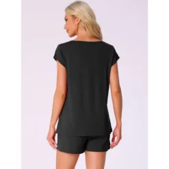 INSPIRE CHIC Women's 2 Piece Lounge Set Knit Short Sleeve Tee And Shorts Pajama Set With Pockets -Fashion Clothing Store GUEST d9e3665a 0051 417c 9d53 faed1ce5a3aa