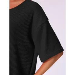 INSPIRE CHIC Women's Waffle Knit Pajamas Round Neck Short Sleeve With Shorts Lounge Sets -Fashion Clothing Store GUEST da359c23 017c 41c7 bf63 da1c991456f3