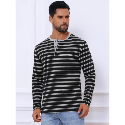 INSPIRE CHIC Men's Casual Long Sleeve Contrasting Colors Striped Henley T-Shirts 3 INSPIRE CHIC Men's Casual Long Sleeve Contrasting Colors Striped Henley T-Shirts - Image 3