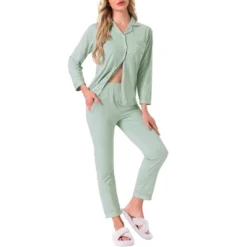 INSPIRE CHIC Women's Cotton Sleepwear Button Down Lounge Long Sleeve Shirt And Pants Pajama Sets -Fashion Clothing Store GUEST df8a8133 dd98 416d b593 e734bdfc30f6