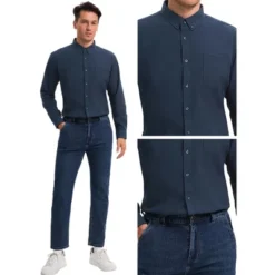 INSPIRE CHIC Men's Long Sleeve Button Down Collar Regular Fit Business Oxford Dress Shirt -Fashion Clothing Store GUEST e07d345a 891c 439e 99e2 527c875300c0