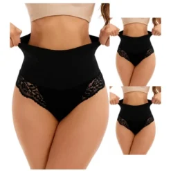 INSPIRE CHIC 3 Packs Women's Lace Trim Tummy Control Briefs High Waist Flatten Stomach Control Panties -Fashion Clothing Store GUEST e395fa44 2b25 4439 8a07 904e60708f3b