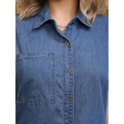 INSPIRE CHIC Women's Midi Denim Summer Short Sleeve Button Down Casual Long Tunic Jean Shirt Dress -Fashion Clothing Store GUEST ebd05667 0d8c 4d23 bd76 e54b79e89d71