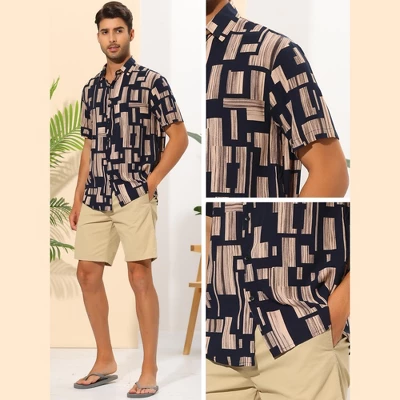 INSPIRE CHIC Men's Geometric Printed Summer Short Sleeves Beach Hawaiian Shirts 4 INSPIRE CHIC Men's Geometric Printed Summer Short Sleeves Beach Hawaiian Shirts - Image 4