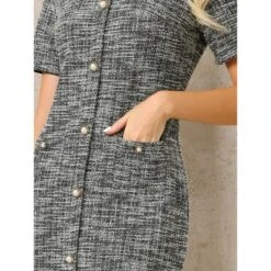 INSPIRE CHIC Women's Short Sleeve Elegant Work Fishtail Tweed Bodycon Mermaid Dress 6 INSPIRE CHIC Women's Short Sleeve Elegant Work Fishtail Tweed Bodycon Mermaid Dress -Fashion Clothing Store GUEST f50f5a3c 7f9b 4465 b8fa 94cfed406917