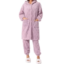 INSPIRE CHIC Women's Flannel Winter Button Up Long Hoodies With Pockets Matching Long Pants Pajama Sets 2 Pcs -Fashion Clothing Store GUEST f6a0053f 8dd9 48b3 94e9 ef47f6d7cc55