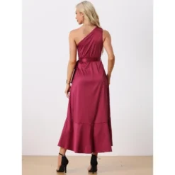 INSPIRE CHIC Women's Satin Sleeveless One Shoulder Belted Split Ruffle Evening Cocktail Dress 6 INSPIRE CHIC Women's Satin Sleeveless One Shoulder Belted Split Ruffle Evening Cocktail Dress -Fashion Clothing Store GUEST f9c4d1f5 d161 4dca 83ec a0b6aeaa0938
