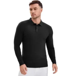 INSPIRE CHIC Men's Long Sleeve Solid Color Pullover Business Knitted Polo Shirt -Fashion Clothing Store GUEST fa740236 ad01 4699 833f 6c5ea5cc8812
