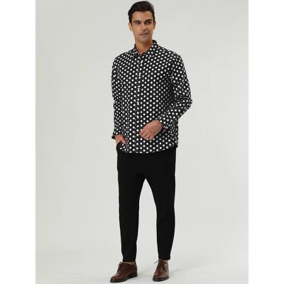 INSPIRE CHIC Men's Long Sleeves Button Down Polka Dots Shirt 3 INSPIRE CHIC Men's Long Sleeves Button Down Polka Dots Shirt - Image 3