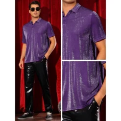 INSPIRE CHIC Men's Short Sleeve Disco Glitter Metallic Polo Shirt 8 INSPIRE CHIC Men's Short Sleeve Disco Glitter Metallic Polo Shirt -Fashion Clothing Store GUEST fa91290f 9f84 4efb 9666 81dbaed2ebe7