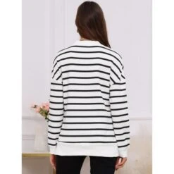 INSPIRE CHIC Women's Maternity Tunic High Low Tops Half Zip Long Sleeve Mock Neck Side Slit Striped Pregnancy Blouse -Fashion Clothing Store GUEST fcebc0f4 d1fe 4ae3 8134 954c32d55f22