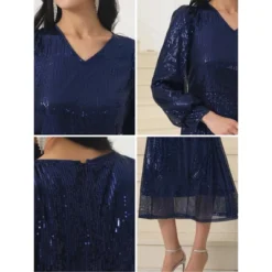 INSPIRE CHIC Women's Long Sleeve V-neck A-Line Midi Dresses -Fashion Clothing Store GUEST fcf98bb5 3714 4e8b 8d14 5458ba96c0cc