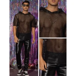INSPIRE CHIC Men's Sheer Mesh Short Sleeves Hoodie T-Shirts -Fashion Clothing Store GUEST fd17e07d 614f 4709 8300 1cffa4a89f74